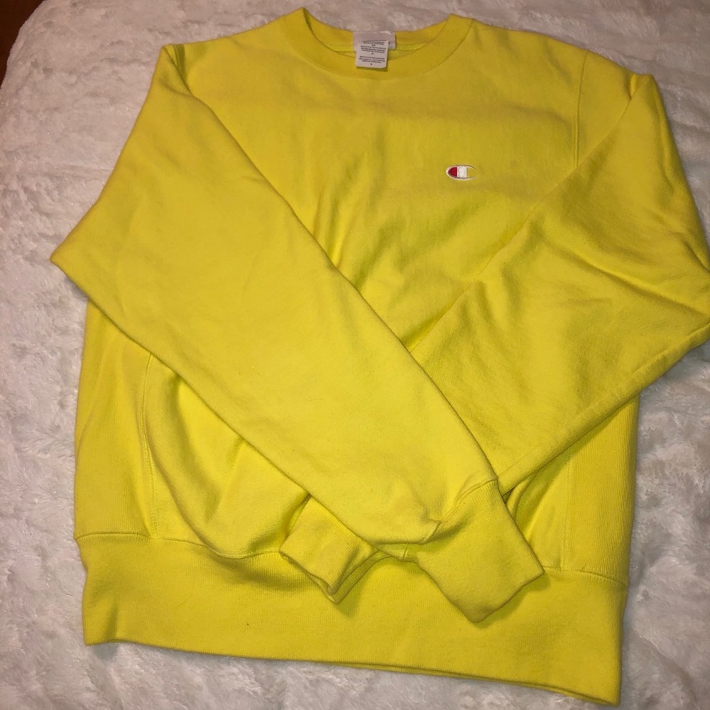 neon yellow champion sweater